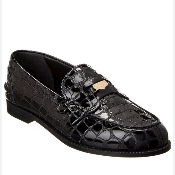 NWOB Christian Louboutin croc embossed penny loafers. 100% Calf Leather - Picture 3 of 5